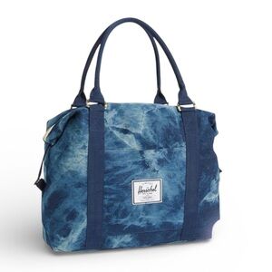 Herschel Supply Co Blue Marbled Tote Diaper Bag Red Stripe Lining
